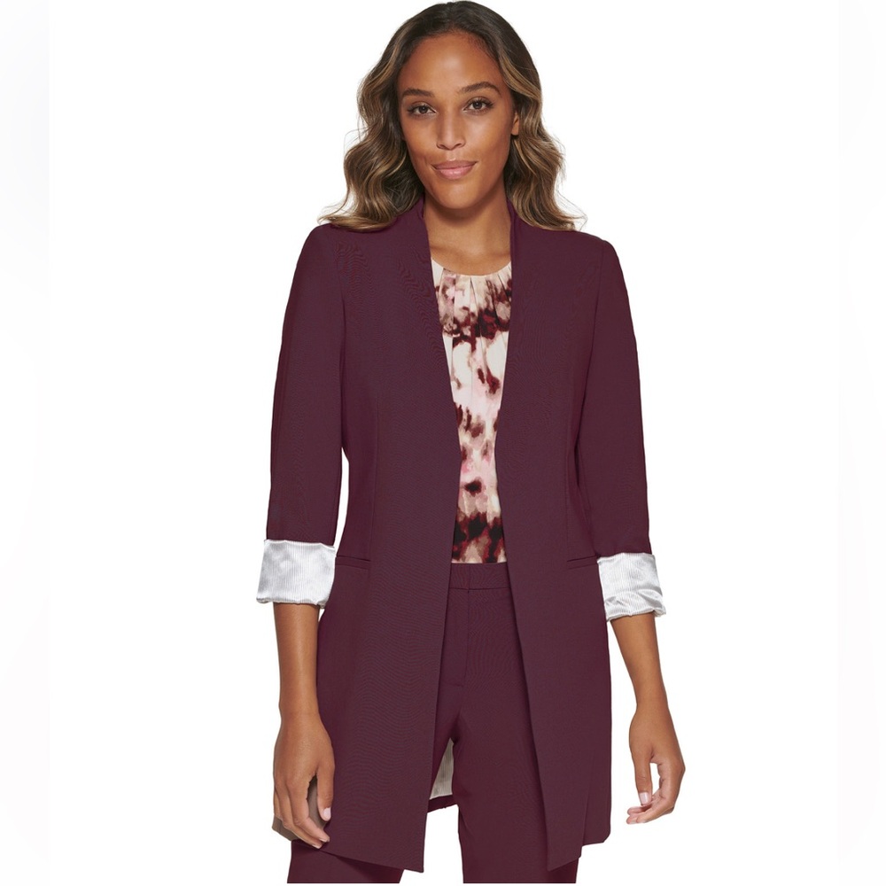 NWT Calvin Klein Women's Roll Sleeve Open Front Blazer